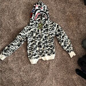 Bape Camouflage Shark Hoodie Jacket - Black, White, Gray